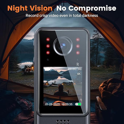 4K Body Camera with Audio and Video Recording, Dual Batteries Z13 Mini Small Body Cam, with Charging Dock&6 IR Night Vision, Wearable Camera for Vlog, Personal Protection, Security
