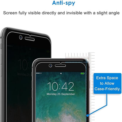 YWXTW [2 Pack] for iPhone 8 Plus iPhone 7 Plus Privacy Screen Protector, Tempered Glass Scratch-Resistant 9H Hardness Bubble Free Black Film Screen Protector for Apple iPhone 7 Plus, 8 Plus