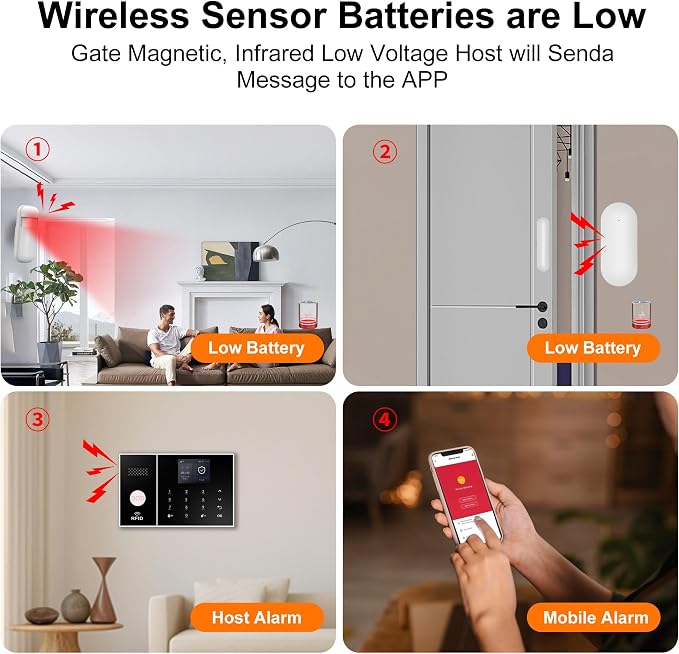XUK 4G/GSM/Wi-Fi Alarm System for Home Security, 13-Piece Kit | Works with Alexa & Google Home | SOS button | Door & PIR motion sensors | For houses & apartments