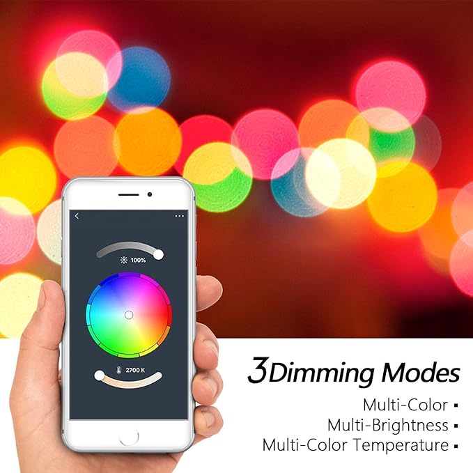 2 Packs Smart Bulb 1000LM 10W(100W Equivalent) RGB 2200-6500K Dimmable WiFi LED Light Bulb No Hub Required Work with Google Home Siri Tuya Smart Life Full Color Changing A19 E26 LED Bulb