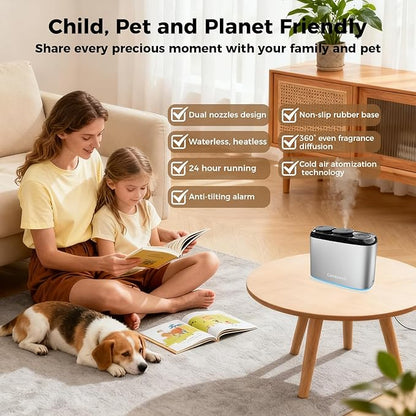 Smart Essential Oil Diffuser with Dual Nozzle & App Control, Waterless Diffuser for 1500 Sq Ft, with 4 Timer & 4 Mist Levels, Hotel Scent Diffuser for Home & Office