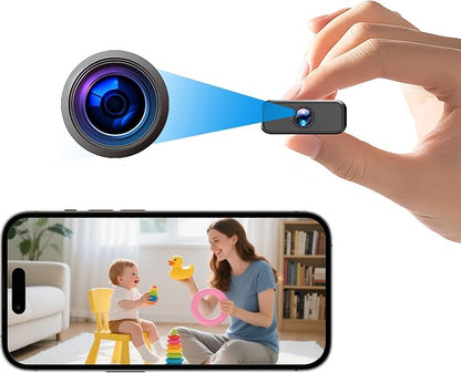 Only 0.6 inch Hidden Camera, 2026 Upgraded 4K Spy Camera, Mini Camera with Real-Time Recording, AI Motion Detection, Support Cloud & TF Storage, Night Vision, Indoor Cameras for Home Security