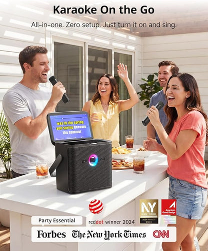 Ikarao Karaoke Machine for Adults, with Lyrics Display Screen, 32GB Karaoke Tablet, 2 Wireless Microphones, Karaoke Speaker with Autotune EQ, Connect TV, Portable Karaoke System for Home Outdoor Party