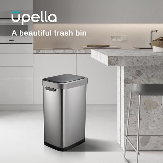 13 Gallon Trash Can, Touchless Stainless Steel Kitchen (Titanium)