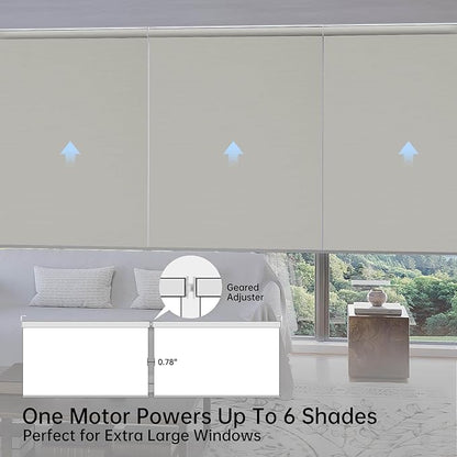 Motorized Coupled Shades, Blackout Smart Blinds for Large Windows Automatic Blinds Compatible with Alexa, Motorized Roller Shades Customized for Bedroom Home Office(Blackout-Smoky Sea Garss)