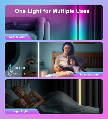 Led Floor Lamp, Corner Lamp Compatible with Alexa, RGB Corner Floor Lamp with Music Sync, 16 Million DIY Colors for Bedroom