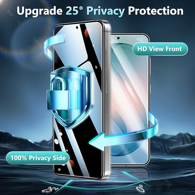 2 Pack for Samsung Galaxy S26 Plus Privacy Screen Protector Tempered Glass, Fingerprint Unlocking, 25° Anti Spy, Full Coverage, Case Friendly, Easy Installation