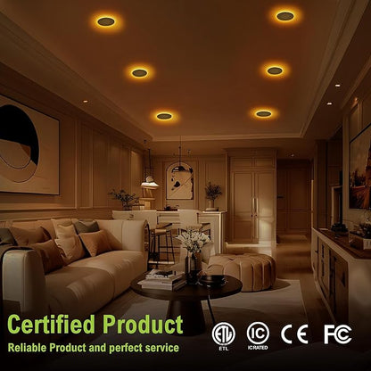 DAMINY 12 Pack 6 Inch 5CCT LED Recessed Light with Night Light,Ultra-Thin,Canless recessed Lighting 6 in,12W=110W,1000LM,Dimmable Wafer Lights,ETL Certificated