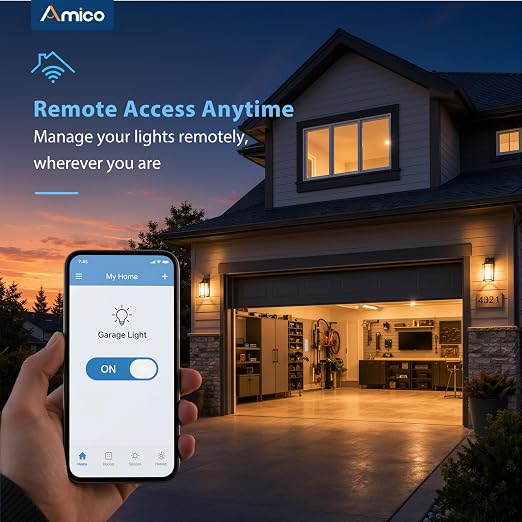 Amico Smart Wi-Fi Switch, 6 Pack, Light Switch Controlled by App, Single-Pole, Voice Control Compatible, Timer & Countdown, LED Indicator, Neutral Wire Required, ETL Listed