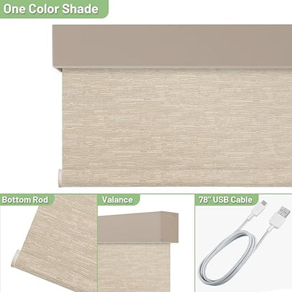 Motorized Blinds with Remote, Blackout Smart Blinds for Windows Motorized Shades, Automatic Shades Work with Alexa/Google/Apple Home for Bedroom Living Room, Custom Size (Jacquard Coffee)