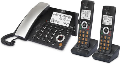 AT&T DECT 6.0 Corded/Cordless Phone, 2-Handset, Works During Power Outages, Smart Call Blocker, Answering Machine, Caller ID Announce | CL84218
