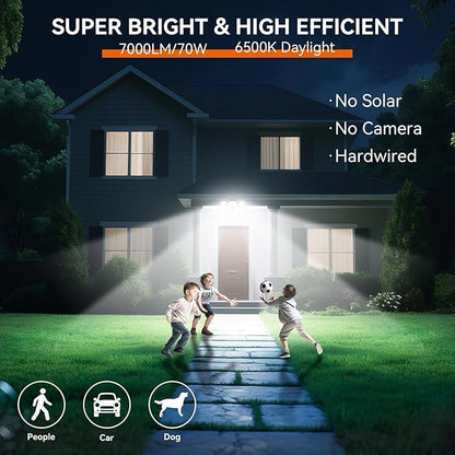 LED Security Lights Motion Sensor Outdoor Lights, 6500K Daylight, IP65 Waterproof, Dusk to Dawn, 3-Head Motion Detected Flood Light for Garage, Yard, Porch, 2Pack