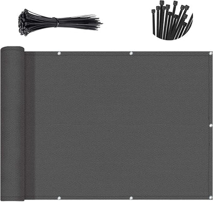 Sunny Guard Customized 3'x15' Dark Grey Balcony Privacy Screen,90% Shade Apartments Fence Cover,Heavy Duty Mesh Windscreen for Deck,Outdoor,Backyard,Patio