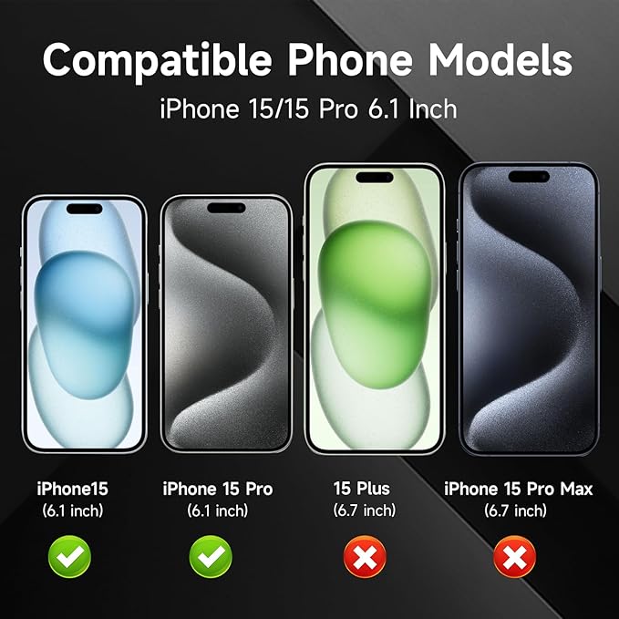 3-Pack for Privacy Screen Protector for iPhone 15/15 Pro, Sensor Protection, Anti Spy Private Tempered Glass Film, Touch Sensitive, Bubble-Free, 9H Hardness Screen Protection 6.1 Inch