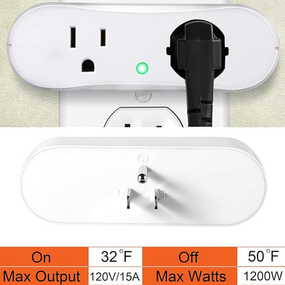 Thermostatically Controlled Outlet: (3 PCS) Automatically Turn on Below 32℉, Turn Off Above 47℉ Unnecessary to Control Power Manually in Cold Winter Cube