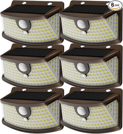 Aootek Solar Motion Sensor Lights Outdoor 120 LEDs, Brown, 6 Pack | Lights Reflector, 270° Wide Angle, IP65 Waterproof, Step Lights For Front Door, Yard, Garage, Deck