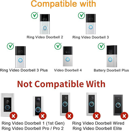 4W Solar Panel with Battery Pack for Ring Video Doorbell 2/3/3 Plus/4, IP65 Waterproof, 360° Adjustable Mount, 16.4ft Cable