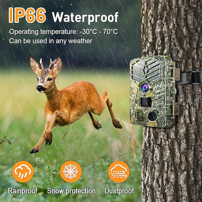 Solareye Trail Camera WiFi - Solar Powered 4K 64MP Game Cameras with Night Vision Motion Activated Waterproof with 32GB Micro SD Card, IP66 120° Detection Angle 0.2s Trigger 940nm No Glow LED Wildlife