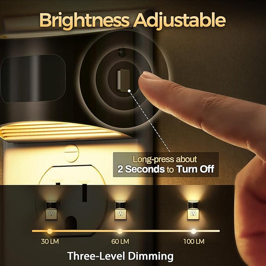 DORESshop LED Night Light[2 Pack], Night Lights Plug into Wall, 3 Mode Plug in Night Light with Motion Sensor, Dusk to Dawn Sensor, Nightlights for Adults, Bedroom, Bathroom, Hallway