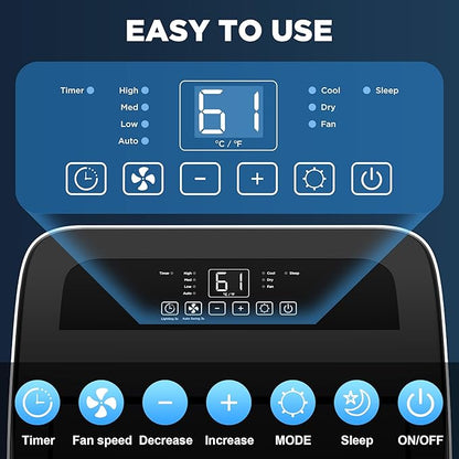 14000 BTU Portable Air Conditioners with Remote Control, 3-in-1 Free Standing Cooling AC Unit with Fan & Dehumidifier, Cools Room up to 700 sq.ft, Smart/Sleep Mode,3 Speed,Auto Swing,24H Timer