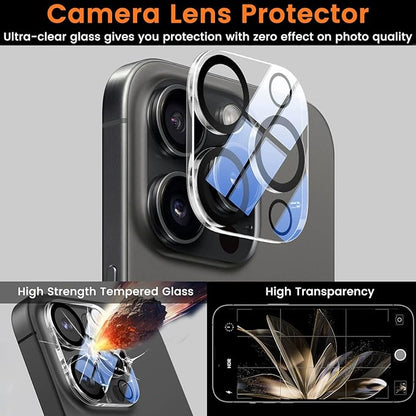 Lesakit 4+4 Pack Privacy Screen Protector for iPhone 16 Pro Max 6.9-Inch with 4 Pack Camera Lens Protector, Anti Spy Tempered Glass Film 9H Hardness Case Friendly