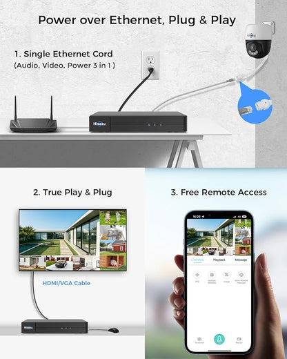 Hiseeu 6MP PoE Secuirty Camera System,2PCS 5MP PoE Wired Security Cameras