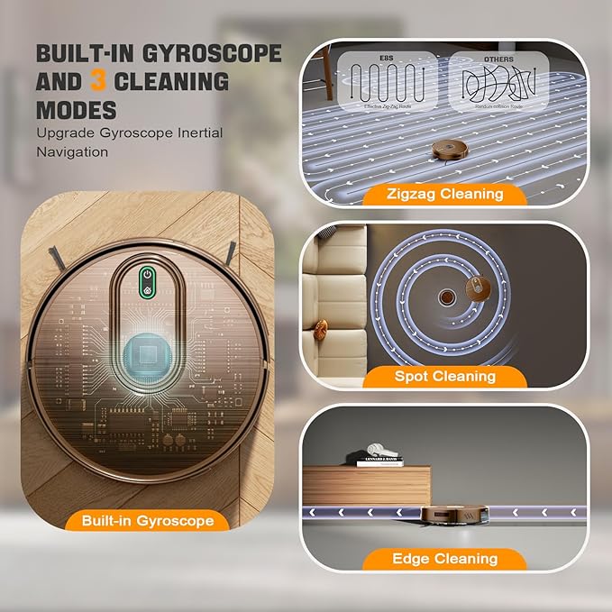 2 in 1 Robot Vacuum and Mop Combo, 6500Pa Suction, Robotic Vacuum Cleaner with 200 Min Runtime, Self-Charging, App/Alexa/Voice Control, Ideal for Hard Floor, Pet Hair, Carpet