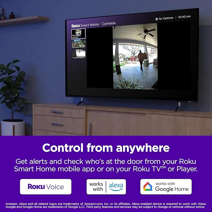 Roku Smart Home Wireless Video Doorbell & Chime - 1440p HD Night Vision Ultrawide View Doorbell Camera with Motion & Sound Detection, Works with Alexa & Google - 90-Day Subscription Included (Renewed)