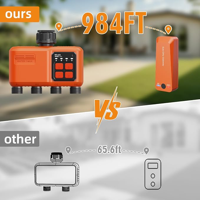 Smart WiFi Sprinkler Timer 4 Zone, Irrigation Controller for Garden Hose
