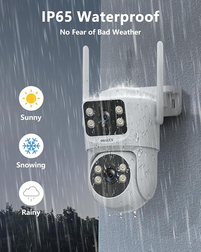 OOSSXX 2K Dual Lens PT Wireless Security Camera System, 2 Cameras in 1, 130° Wide Angle, Long Range WiFi +76%, PIR Human Detection, 2-Way Audio, 16CH NVR, No Monthly Fee