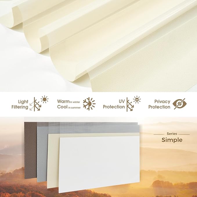 HeyBlinds Motorized Zebra Blinds with Remote, Smart Cordless Electric Zebra Shades for Indoor Windows Compatible with Alexa Google & Homekit, Custom Size (Simple-Beige LF)