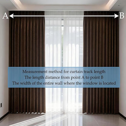 Smart Curtains, Universal Electric Curtain Accessories Installation Kit, Aluminum Alloy Thickened Silent Track 244.1''(6.2m), Including a Complete Set of Accessories, Excluding Curtain Motor