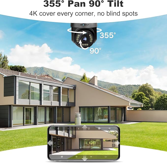 GENBOLT [DC&PoE] 4K WiFi Security Camera Outdoor, 8MP Floodlight Home Surveillance CCTV IP Camera with Color Night, Auto Cruise Tracking Human/Vehicle Detection Pan Tilt 4X Digital Zoom (2.4&5GHz)