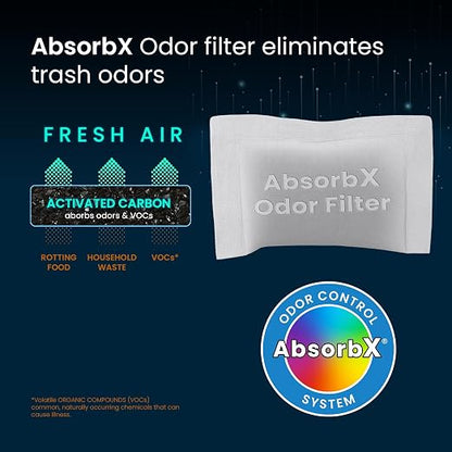 iTouchless Official AbsorbX 3-Pack Trash Can Odor Filters, Activated All Natural Charcoal Odor Absorber Air Freshener Deodorizer Stops Garbage Smells for 8 Gal and Larger Garbage Bins with Compartment