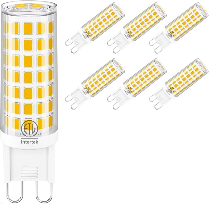 G9 LED Bulb Bi Pin Ceramic Base 2700K Soft White, 60W Halogen Equivalent T4 LED Light Bulbs, G9 Base Chandelier Light Bulb for Home Lighting, 600LM, Non-dimmable, 6 Pack