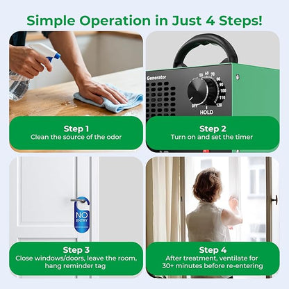 Ozone Generator 160,000mg/H with Temp/Humidity Display - 120 Min Timer O3 Ionizer Air Purifier for Large Spaces (5000 Sq.Ft) - Upgraded Ozone Machine for Cars, Homes, Hotels, Kitchens & Pet Areas
