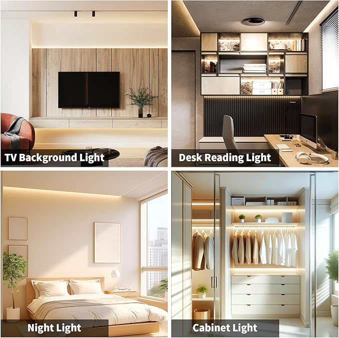 16.4FT/5M COB Led Strip Lights, Warm White 3000K LED Tape Lights, 640 LEDs/M CRI 93+ Flexible Dimmable Self Adhesive Lights Strip for Bedroom, Mirror, Kitchen, Indoor Decor (No Plug)