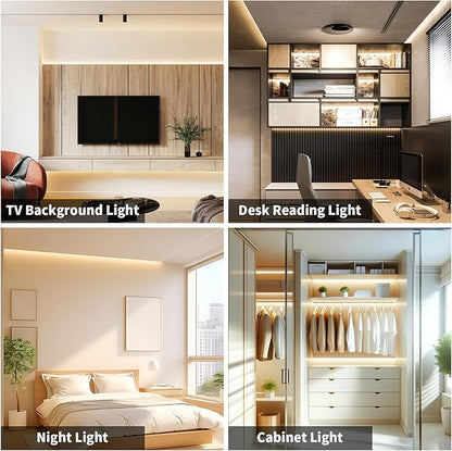 32.8FT/10m COB LED Strip Light, Warm White 3000K LED Tape Lights, 3200LEDS CRI93+ Flexible Dimmable Light Strip for Bedroom TV Backlight Mirror Kitchen Cabinet Wall Decor(with Plug)