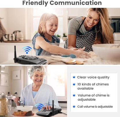 Wuloo Hands-Free Intercoms Wireless for Home Business, Upgrade Two Way Audio Intercom System for Elderly, Full Duplex Room to Room Intercom with 5280 ft Range Clear Sound Anti-Interference, Pack of 4
