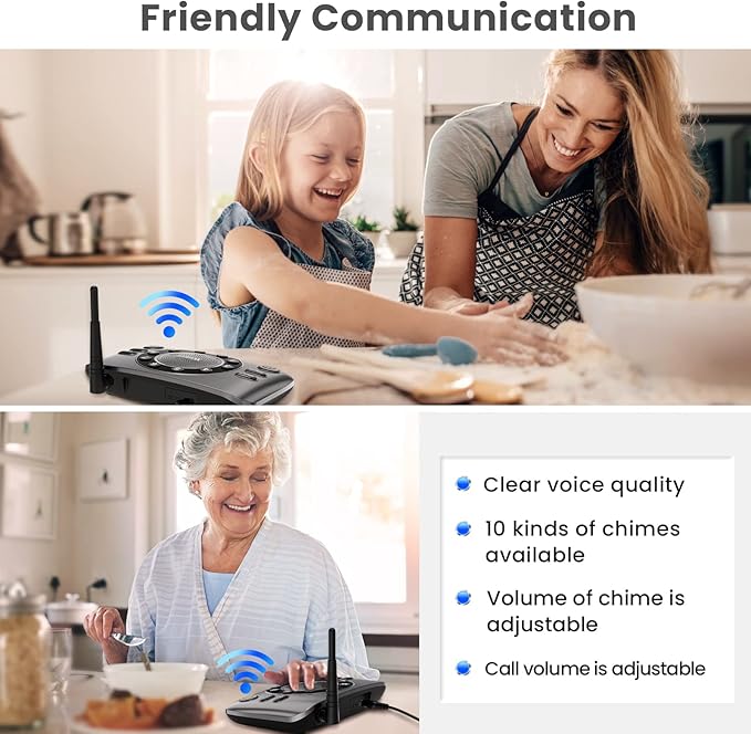 Hands-Free Two Way Intercoms Wireless for Home Business, Wuloo Upgrade Audio Intercom System for Elderly, Full Duplex Room to Room Intercom with 5280 ft Range Clear Sound Anti-Interference, 3-Pack