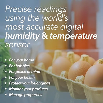 SensorPush HT.w Smart Temperature Sensor & Humidity Sensor - Thermometer & Hygrometer w/App Monitoring - Water Resistant Temperature and Humidity Monitor w/Heat Index for RV, Fridge & More