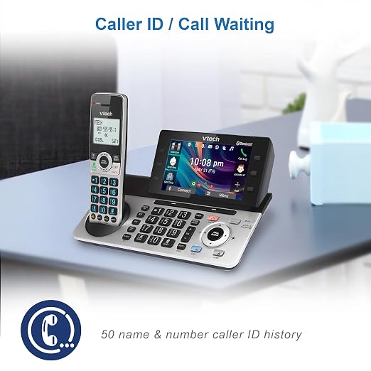 VTech IS8251-3 Business Grade 3-Handset Expandable Cordless Phone for Home Office, 5" Color Display, Programmable Short Cut Keys, Smart Call Blocking, Answering System,Bluetooth Connect to Cell