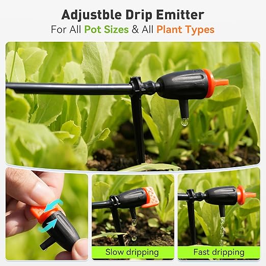 RAINPOINT Beginner-Friendly Automatic Plant Waterer Indoor for Pot Plant Adjustable Water Output,Battery Powered Outdoor IP54 Waterproof Easy-Setup Drip Irrigation System Device Kit Water 10-15 Plants