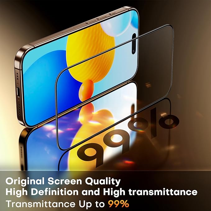 TOCOL for iPhone 16 Pro Screen Protector Zero Bubble Auto-Dust Removal 9H+ Hardness Tempered Glass for Full Coverage Easy Installation 6.3-Inch 2 Pack