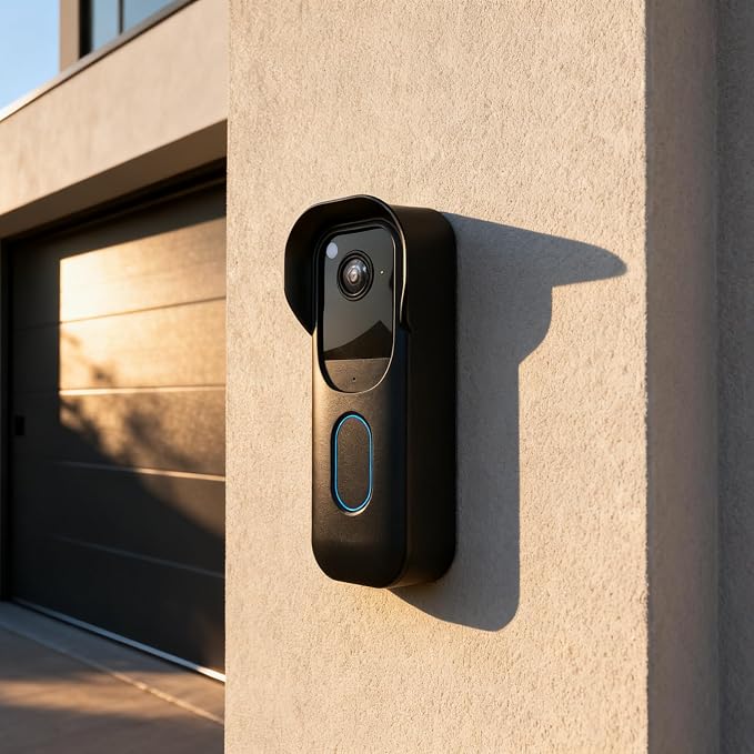 Blink Doorbell Camera Cover - Weatherproof Silicone Protective Case with Brim for for Blink Video Doorbell 2025 New Model (2nd Gen), Full Protection, Easy Installation (Black)