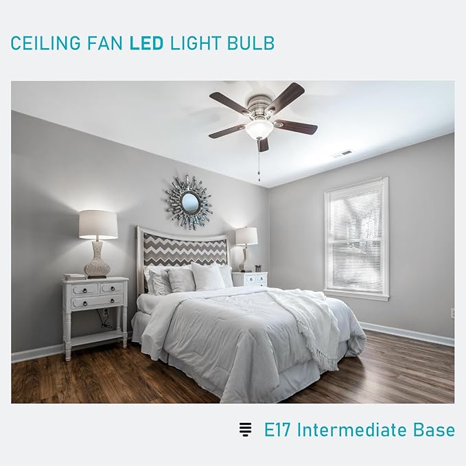 Maelsrlg E17 Intermediate Base LED Bulb, 6W (60 Watt Equivalent) G14 Globe Ceiling Fan Light Bulbs, Daylight White 5000K, 600 Lumens, Non-Dimmable, Pack of 6