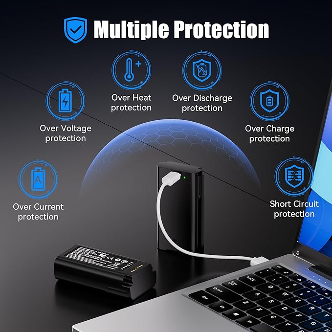 Fulpower 1-Pack 7000mAh High Capacity Rechargeable Battery Compatible with eufy Security Video Doorbell E340, Quick-Release Design, with USB-C Charging Cable