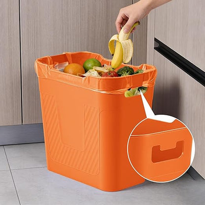 Small Orange Trash Can Wastebasket, 2.9 Gallon Plastic Garbage Can Waste Basket for Narrow Spaces Bathrooms Laundry Room Kitchens Offices Kids Rooms (Orange)