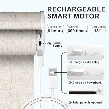 BERISSA Smart Motorized Blinds with Remote,APP/Voice Control Automatic Roller Shades for Indoor Windows,Blackout&Light Filtering Rechargeable Electric Window Blinds for Home,Office,Custom Color&Size