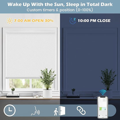 Motorized Blinds with Remote, Smart Electric Roller Shade, Automatic 100% Blackout Window Blinds, App & Voice Control, Smart Home Compatible, 24 Color Options (Blinds Custom)
